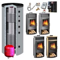 Kaminofen wasserführend Justus Island Aqua 10 kw 4 Farben + Hygienespeicher